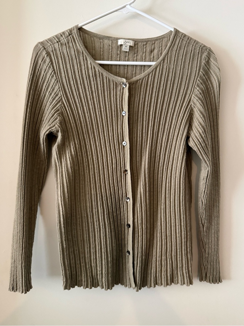 J. Jill Cotton Lettuce Edge Cardigan
